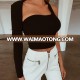 A1026T long sleeve one shoulder women crop tops girl sexy top blouses