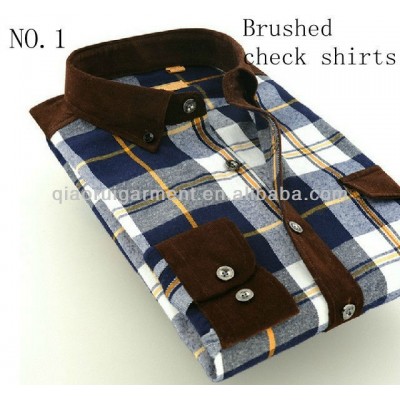 Winter thicken long sleeve contrast color keep warm brushed flannel check casual shirts for man